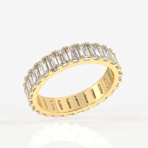 Bague Éternité en Émeraude de Laboratoire Taille Princesse, Or 14 carats et Platine, Pureté VS, Certifiée IGI, Bijou de Mariage Fin Invisible - Product Image 2