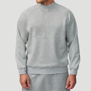 Vente en gros de basiques personnalisés de haute qualité 350 Gsm coton mélangé sweat-shirt doublé polaire blancs quart fermeture éclair sweat à capuche unisexe - Product Image 1