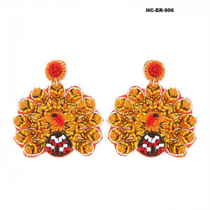Boucles d'oreilles brodées de perles de style traditionnel avec des couleurs vibrantes sur le thème du festival et 100% perles de verre pour une apparence élégante - Product Image 3