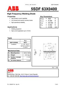 Diodes de soudage Hitachi Energy5SDF 63X0400 400V 6266A Fabrication automobile Équipement de soudage moyenne/fréquence élevée - Product Image 2
