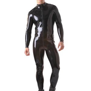 Traje Zentai de Vinilo PU Negro Brillante, Traje Ajustado de Cuerpo Entero, Manga Larga, Disfraz para Fiesta, Cosplay - Product Image 6