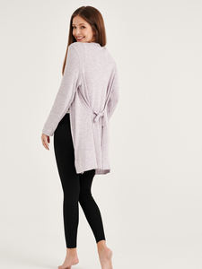 สเวตเตอร์คาร์ดิแกนถักผ้าฝ้ายผสมสำหรับผู้หญิงมีสไตล์ลำลอง - Product Image 4