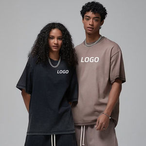 เสื้อยืดโอเวอร์ไซส์สไตล์สตรีทแวร์ ยูนิเซ็กส์ ผ้าคอตตอนหนา ล้างสีแบบแอซิดวอช รุ่นใหม่ปี 2026 สำหรับผู้ชาย |   กราฟิกโลโก้แบบกำหนดเองสไตล์วินเทจ - Product Image 3