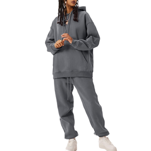 Conjunto Deportivo de Sudadera con Capucha Extra Grande y Pantalones Holgados para Mujer, con Logotipo Personalizado de Alta Calidad - Product Image 3