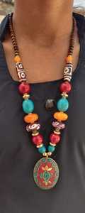 Laq Tibetan Broad Multi Color Bead <b>Long</b> Necklace For Women And Girls Elegant Boho Necklace Ideal For Both Casual & Formal Wear - Product Image 2