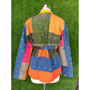 Indian Cotton Colorful Patchwork Winter Jacket Quilted Kantha Jacket Quilted Coat Hippie <b>Boho</b> Woman's Bohemian Outfit Clothing - Product Image 6