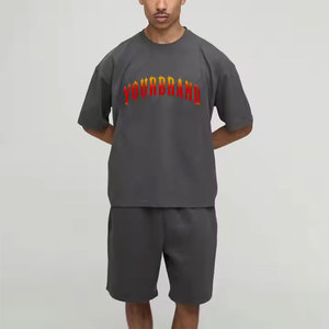 Vente en gros 2025 été vente chaude 100% coton 2 pièces ensemble t-shirt et short respirant DTF imprimé Logo écologique - Product Image 1