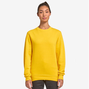 Sweat-shirt unisexe professionnel en coton biologique jaune, sweat-shirt à col rond en molleton - Product Image 1