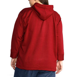 Sweat-shirt à capuche en coton respirant pour femmes, taille plus, logo personnalisé sur le devant, vêtements décontractés tendance pour l'hiver, service OEM, lavable - Product Image 2