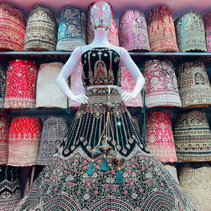 Lehenga choli เสื้อทำงานหินกระจก jarkan ที่ดูสง่างามสำหรับเจ้าสาวสำหรับงานแต่งงานในฤดูหนาวปากีสถานอินเดีย - Product Image 1