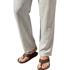 <b>Mens</b> <b>Linen</b> Cotton Casual Pants Elastic Waist Drawstring Straight Leg Breathable Lightweight Summer Beach Lounge Trousers Comfort - Product Image 6