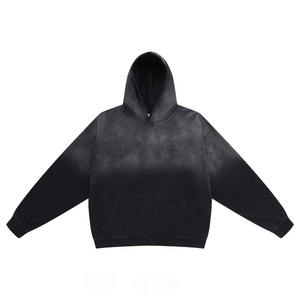 Sweat-shirt décontracté à capuche unisexe surdimensionné, uni, teint en fil, respirant, à séchage rapide, avec logo personnalisé - Product Image 1