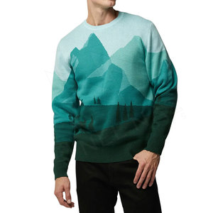 Jersey de cuello alto de punto de moda de invierno para hombre de diseñador, suéteres de cuello redondo transpirables personalizados, Material de lana transpirable - Product Image 2
