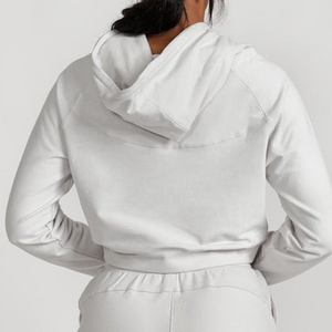 Sudadera Deportiva de Invierno de Alta Calidad al por Mayor, Fabricación Personalizada con Logotipo, Sudadera Corta de Forro Polar de Algodón para Mujer - Product Image 3