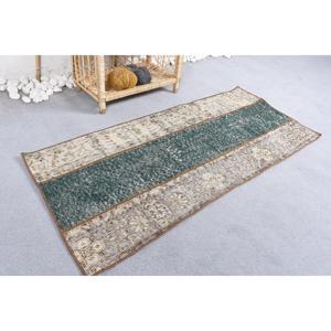 พรมวินเทจสไตล์ตุรกี ขนาด 1.9x4.3 ฟุต สีเบจ ลายต้นไม้และพืช พรมขนสัตว์ - Product Image 2