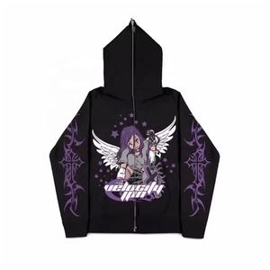 Fabricant de vêtements streetwear de qualité supérieure, pulls à capuche unis grande taille, prix bas, sweat-shirt graphique hip-hop à fermeture éclair intégrale - Product Image 1