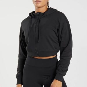 Sudadera de mujer con logotipo personalizado, ropa de calle, sudaderas con cremallera para gimnasio, La mejor moda de entrenamiento, transpirable, ajustada, sudaderas con capucha cortas para mujer - Product Image 6