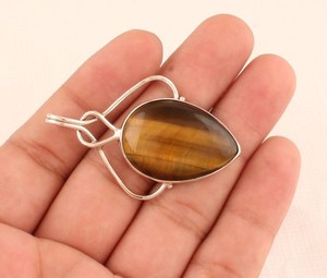 Elegante collar con colgante de ojo de tigre hecho a mano, joyería de piedras preciosas naturales de Plata de Ley 925, hermoso regalo para mujer - Product Image 3