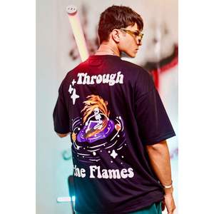 ผ้าฝ้าย100% ผ่านการออกแบบเสื้อเปลวไฟที่มีรูปแบบที่ไม่ซ้ำกัน - Product Image 1