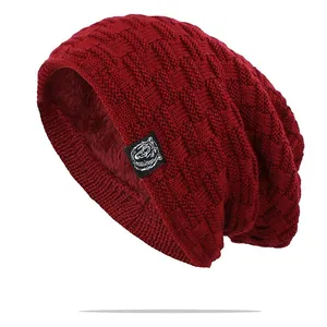 Tùy Chỉnh Nhãn Da Vá Ấm Ấm Cúng Trẻ Em Gấu Trúc Lông Pom Pom Bóng Bobble Hat Slouchy Beanie Cap Hat Mùa Đông Dệt Kim Beanie