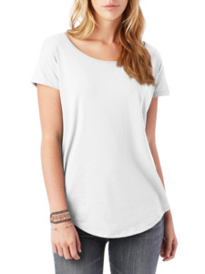 Femmes encolure dégagée palangre t-shirt bas rond T à manches courtes chemises dames Scoop fond rond palangre t-shirt femmes - Product Image 3