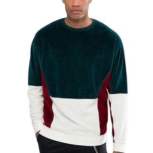 Sudadera de terciopelo personalizada de alta calidad con bloque de Color Unisex para hombre, sudadera lisa de gran tamaño con hombros caídos, sudadera para hombre - Product Image 1