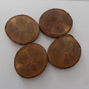 Dessous de verre en bois naturel, écorce d'arbre rustique, pour boissons, centres de table de mariage - Product Image 1