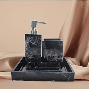 Juego de baño de resina único, juego de accesorios de baño con textura de resina de lujo, decoración de lujo, accesorios para el hogar, juego de baño - Product Image 5