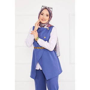 Conjunto de Dos Piezas para Mujer de Oficina: Chaleco con Cinturón y Hiyab, Elegante Tejido de Crepé, Ropa Musulmana - Product Image 2