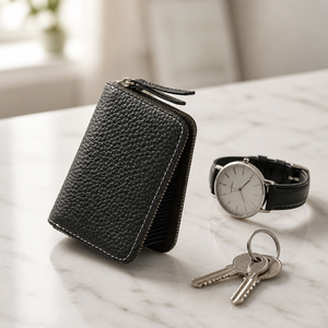 <b>RFID</b> Blocking Card Holder <b>Wallet</b> 11 Card Slots Zipper Leather Case <b>For</b> <b>Men</b> Women - Product Image 3