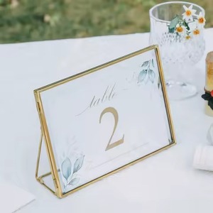 Handcrafted Floating <b>Gold</b> Mini <b>Photo</b> <b>Frame</b> with Double Picture Display <b>Gold</b> Metal Framed Glass Table Top Custom Design - Product Image 3