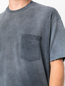 100% algodón liso vintage camiseta hombres piedra desgastada ácido lavado camiseta logotipo personalizado en blanco negro camisetas de gran tamaño microfibra - Product Image 5