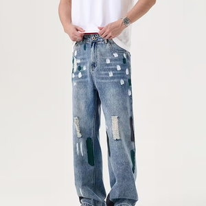 กางเกงยีนส์ขายาวเข้ารูปสำหรับผู้ชาย2025กางเกงสีเข้มแบบลำลอง - Product Image 4