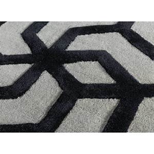 Contour Grey & Black <b>Hand</b> <b>Tufted</b> Wool & Viscose <b>Rug</b> Geometric Pattern for Bedroom or Teen Hallway 10mm Thickness Tra-13052 - Product Image 3