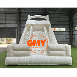 Pvc de grado comercial, 22 pies, doble carril, gran tobogán inflable blanco, <span class=keywords><strong>castillo</strong></span> <span class=keywords><strong>hinchable</strong></span> para alquiler de fiestas - Product Image 1