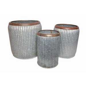 Juego de Macetas de Metal Galvanizado, Redondas, Acanaladas, Plateadas, de Zinc, para Jardín, Decorativas, para Suculentas, Cubo de Vivero, Interior y Exterior - Product Image 2