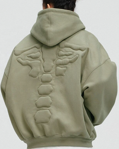 Sweat à capuche surdimensionné en coton 100% avec motif en relief 3D personnalisé, poids lourd d'hiver 500GSM, design de poche, streetwear, fabricant de mode - Product Image 1