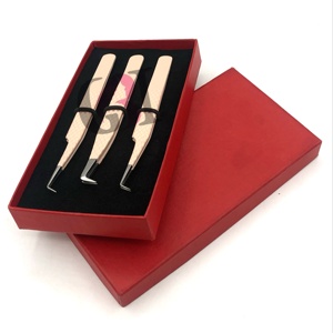 Eyelash Tweezers Set Stainless Steel Precision Tools With <b>Box</b> Packaging For Eyelash Extension 90 Degree/ 90 Degree <b>Boot</b> - Product Image 1