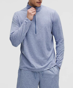 Premium Quality Elastic Cuffs Crewneck Quarter Zipper Sweatshirt For Men Winter Special Modern Fit Lightweight Men Sweatshirt - Product Image 1