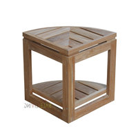 Banc d'angle minimaliste moderne en teck écologique avec étagère, table basse pour salon et mobilier de barbier