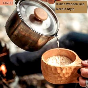 Taza Kuksa Rústica de Madera, Hecha a Mano, para Camping y Bushcraft, Taza Tradicional Nórdica de Madera Kuksa, Taza de Café Tallada a Mano - Product Image 5