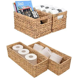 Meilleure vente et tendance Panier rectangulaire tissé en jacinthe à la mode Plateau en jacinthe d'eau Boîtes de rangement et bacs Paniers cadeaux - Product Image 1