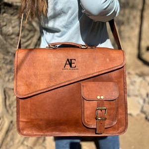 Sac à bandoulière Vintage marron en cuir de chèvre pour ordinateur portable, sacoche 9x11 pouces, vente en gros - Product Image 1