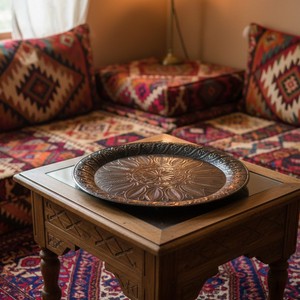 Bandeja para el Cabello de Estilo Bohemio Vintage Art Deco, Diseño Redondo Delgado para Decoración del Hogar, para Ramadán, Navidad y Hogares - Product Image 1