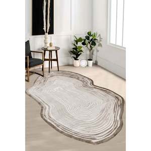 Alfombra Moderna Netline AR001 Cream Amorf, Alfombra de Polipropileno y Poliéster para el Hogar, Fácil de Limpiar, Duradera, Antideslizante, Juego de Alfombras - Product Image 4