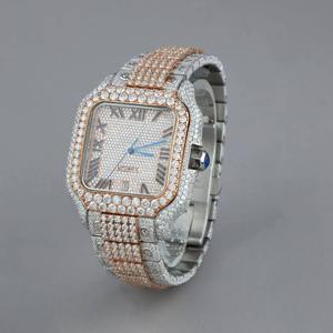 นาฬิกาข้อมือผู้ชายแฟชั่นพรีเมียม ดีไซน์ฮิปฮอป ตัวเรือนเงินแท้คุณภาพสูง ประดับคริสตัล หน้าปัดอนาล็อก ระบบควอตซ์ - Product Image 4