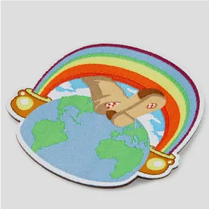 Venta al por mayor logotipo personalizado 3D Puff bordado Iron-On etiquetas tejidas de poliéster con pliegue final para la ropa - Product Image 1