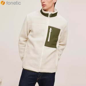 Dernière conception de veste polaire Sherpa pour hommes Logo personnalisé imprimé léger et long avec col montant Vente en gros - Product Image 2