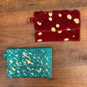 ใหม่กระเป๋าสตางค์หนังวัวสีแดงสีเขียวขุ่นและสีเงินสำหรับผู้หญิงพร้อมพวงกุญแจกระเป๋าใส่บัตรหนังแท้กระเป๋าสตางค์ขนาดเล็ก - Product Image 4