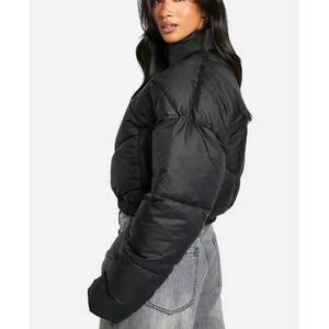New Arrival Women <b>Crop</b> <b>Puffer</b> <b>Jacket</b> Eco-Friendly Breathable Hooded Cotton Windproof Polyester/Cotton Outerwear Streetwear - Product Image 3